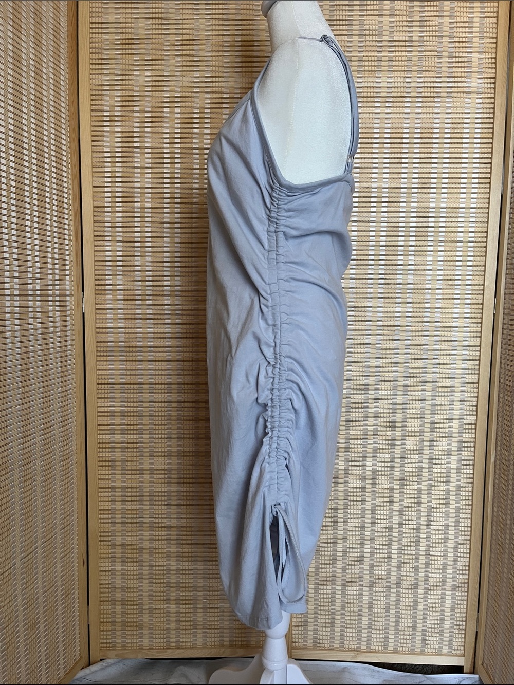 Adjustable Side-Ruched Spaghetti Strap Dress in Light blue - Picture 2 of 11